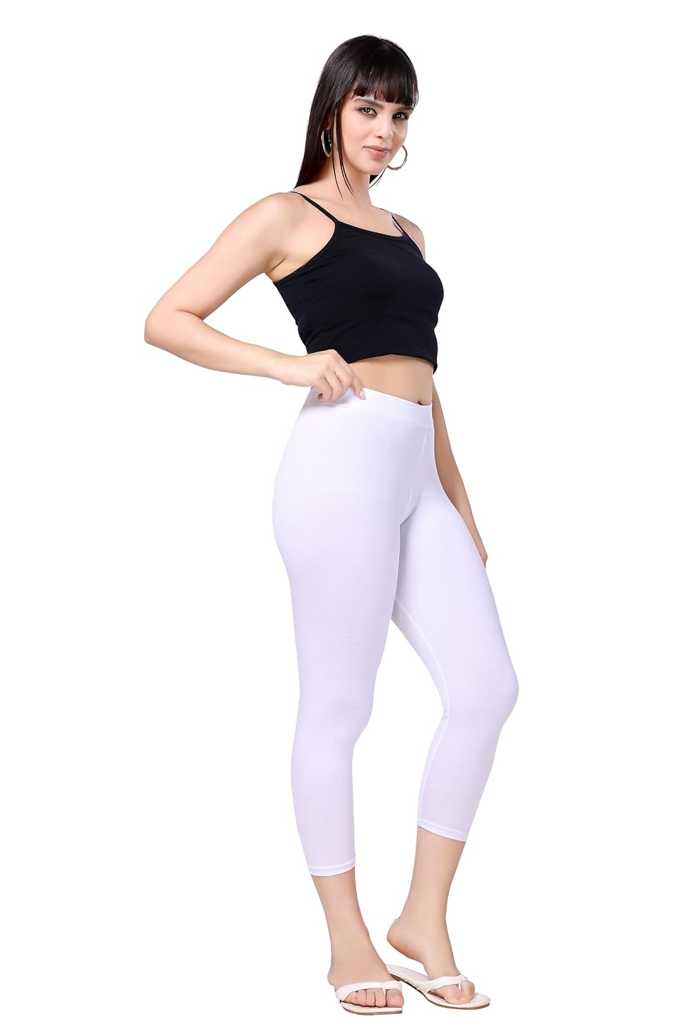 TRASA Women's Mid-Rise Cropped Cotton Leggings - Image 87