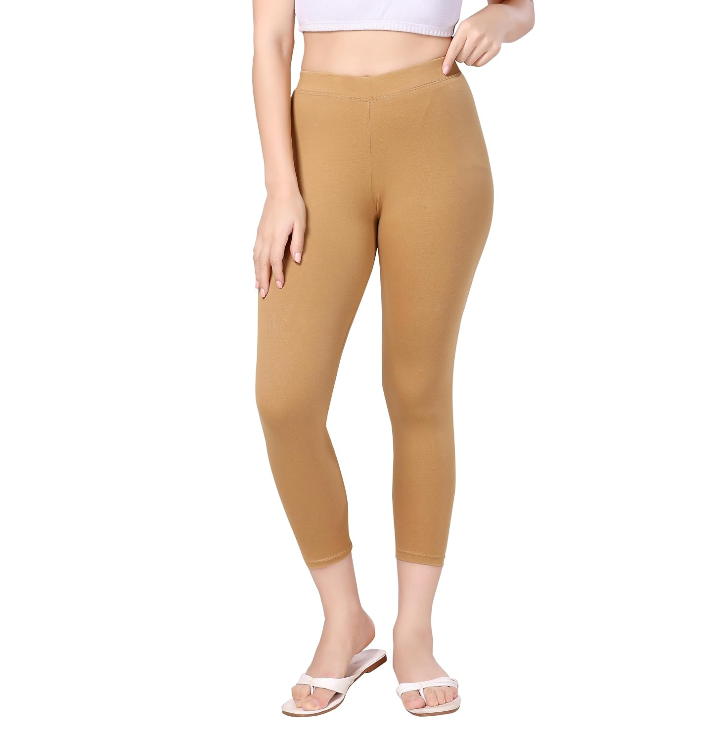 TRASA Women's Mid-Rise Cropped Cotton Leggings - Image 88