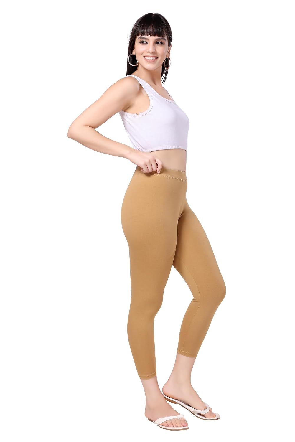 TRASA Women's Mid-Rise Cropped Cotton Leggings - Image 93