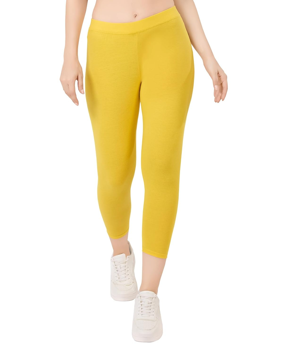 TRASA Women's Mid-Rise Cropped Cotton Leggings - Image 95