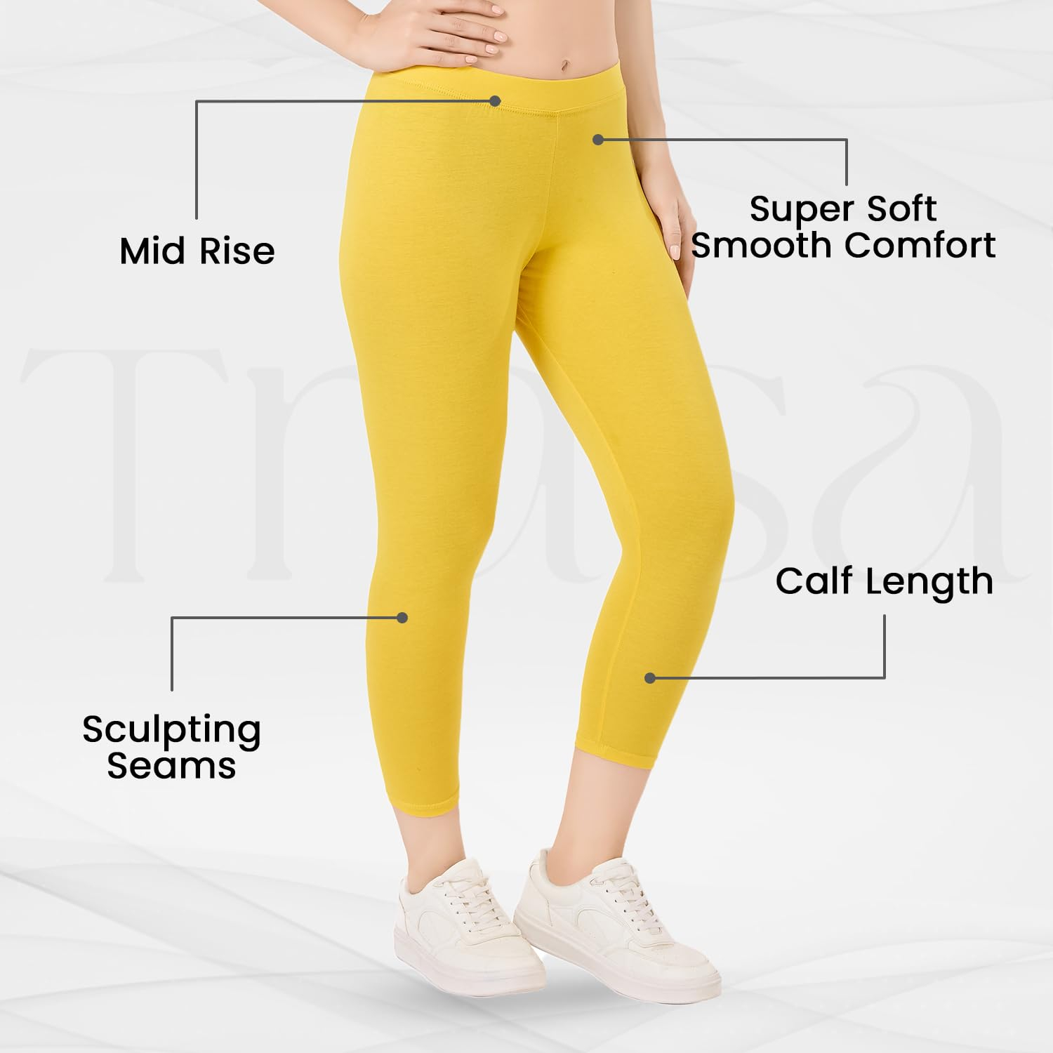 TRASA Women's Mid-Rise Cropped Cotton Leggings - Image 97