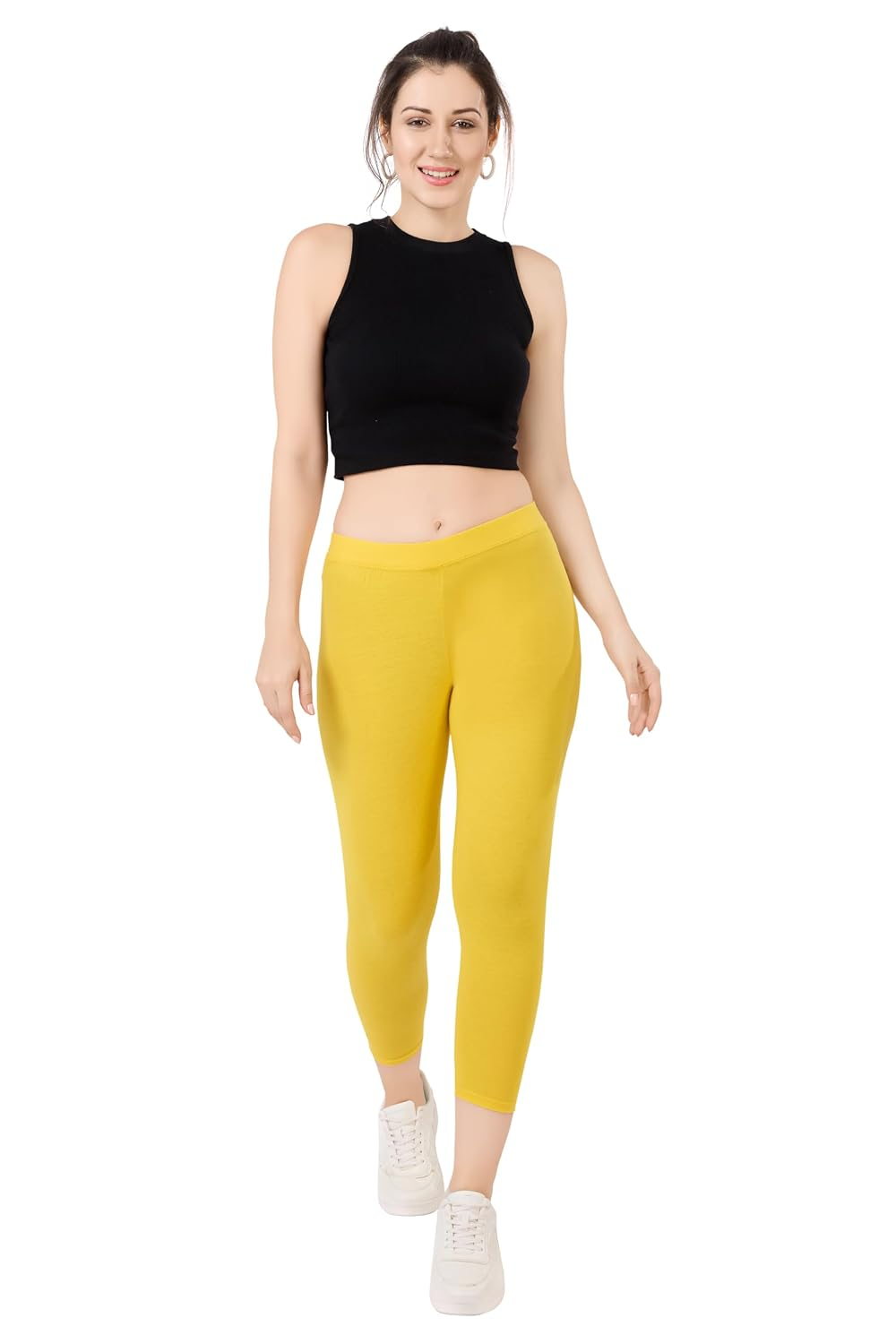 TRASA Women's Mid-Rise Cropped Cotton Leggings - Image 100