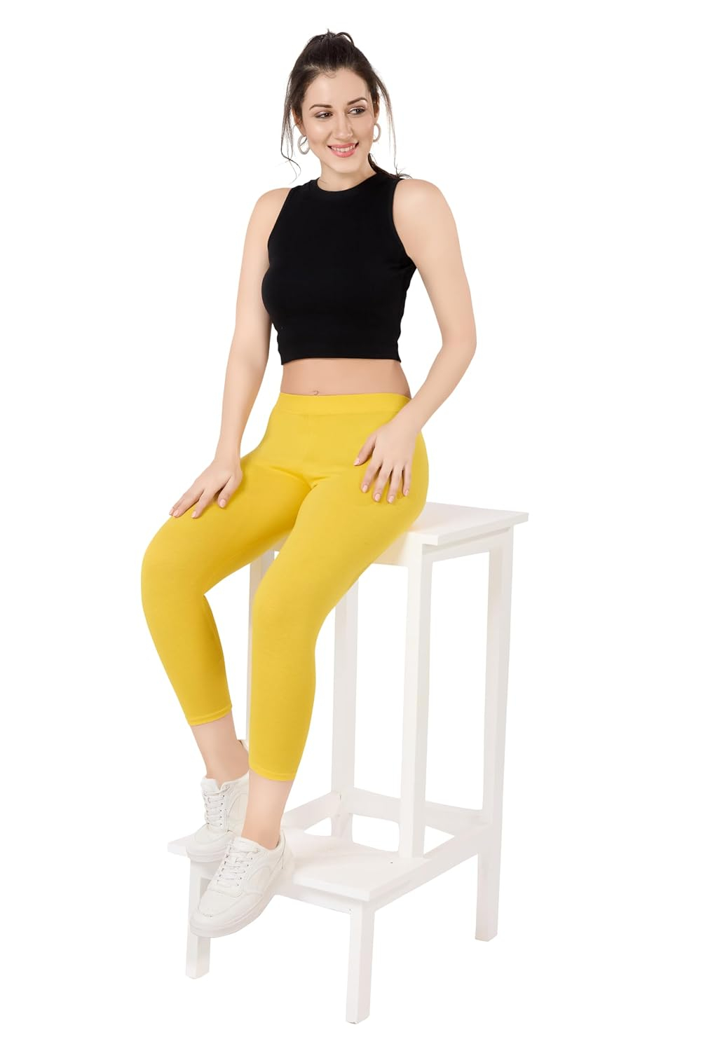 TRASA Women's Mid-Rise Cropped Cotton Leggings - Image 101