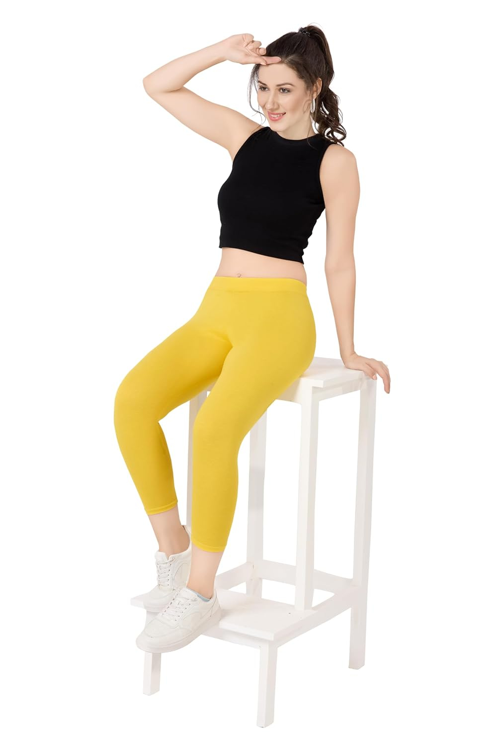 TRASA Women's Mid-Rise Cropped Cotton Leggings - Image 102