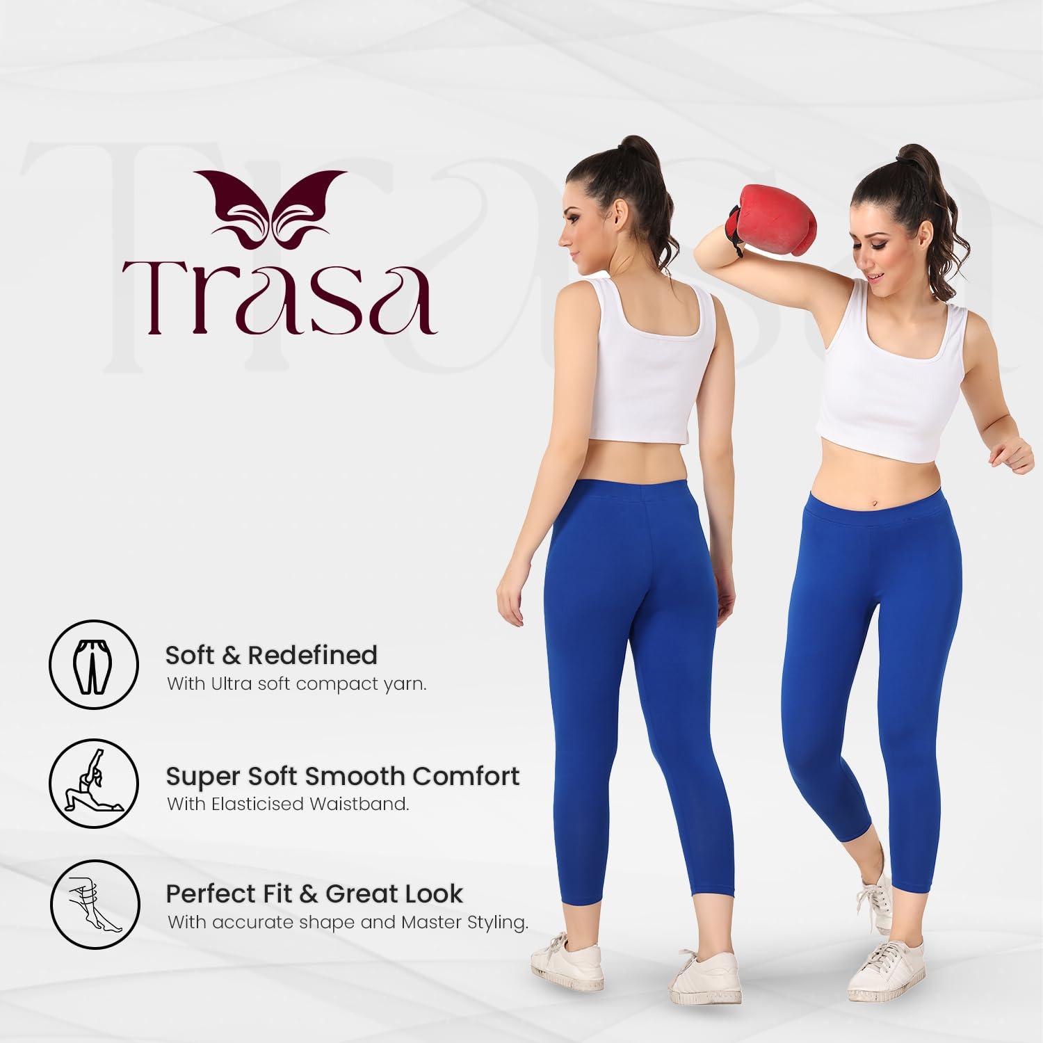 TRASA Women's Mid-Rise Cropped Cotton Leggings - Image 104
