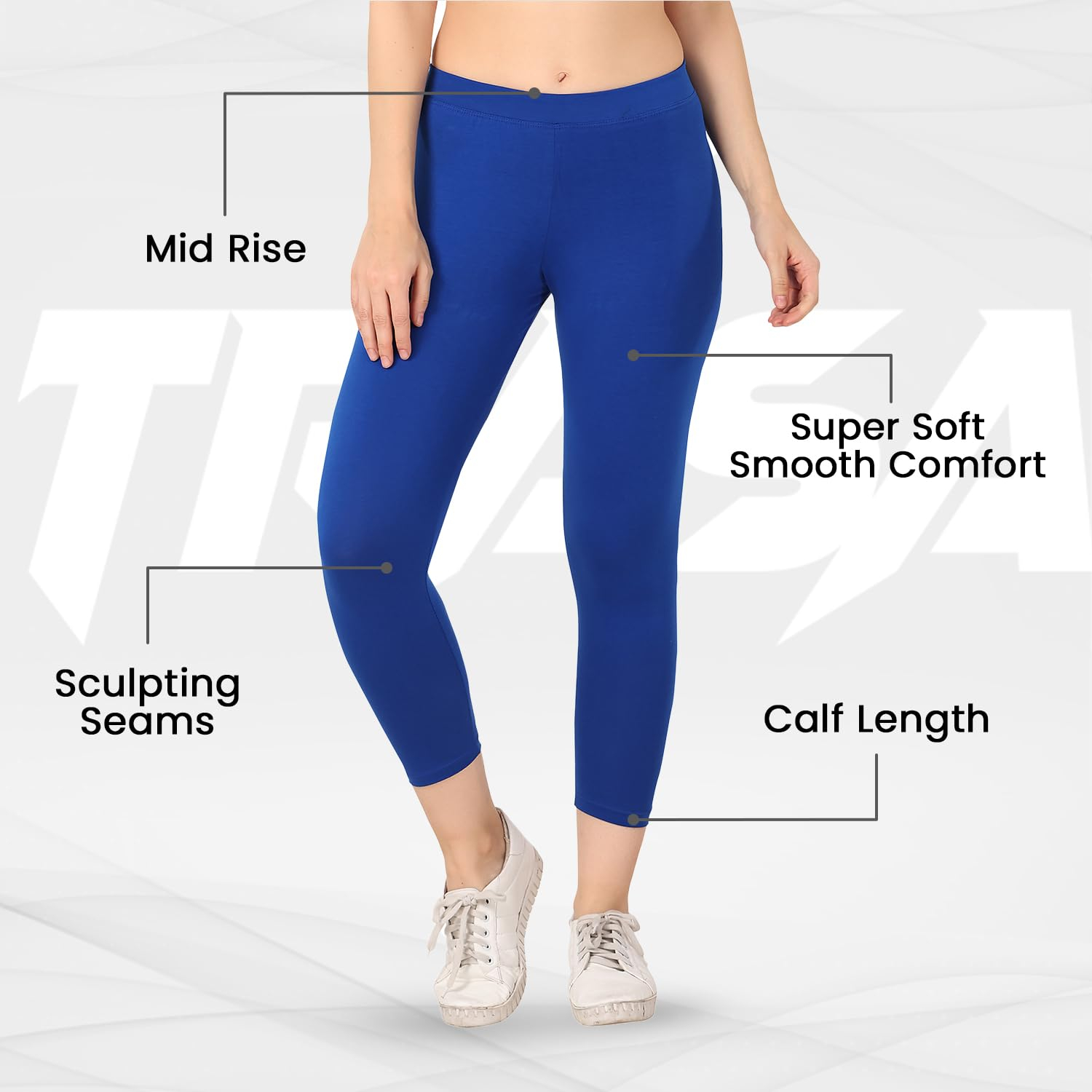 TRASA Women's Mid-Rise Cropped Cotton Leggings - Image 105