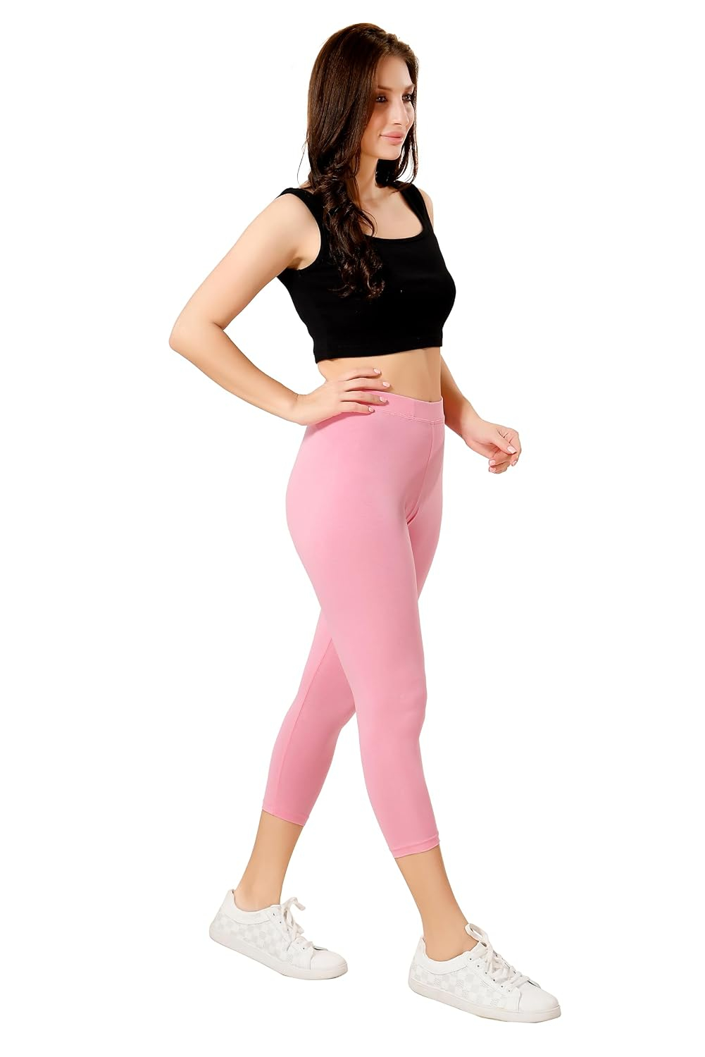 TRASA Women's Mid-Rise Cropped Cotton Leggings - Image 112
