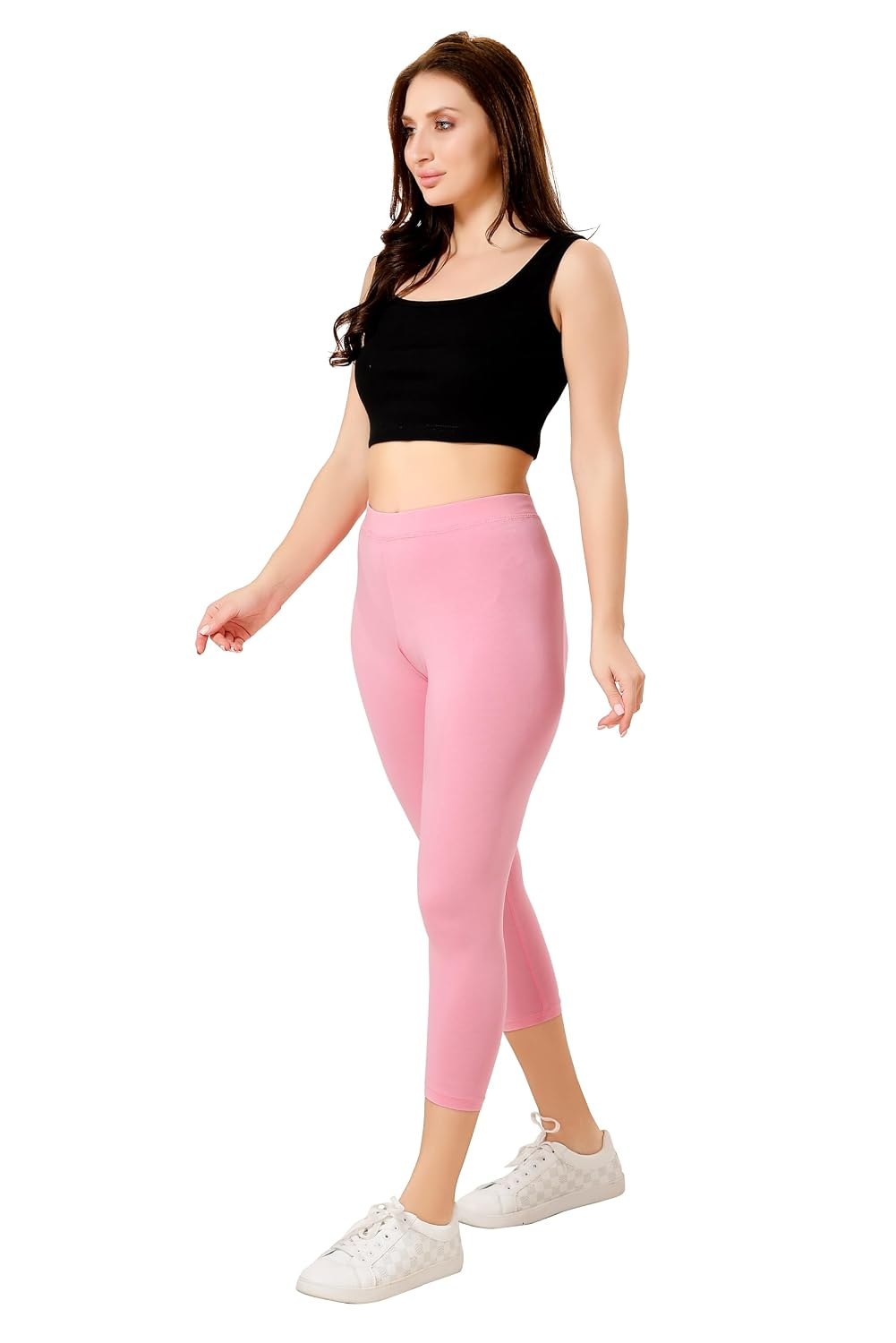TRASA Women's Mid-Rise Cropped Cotton Leggings - Image 113