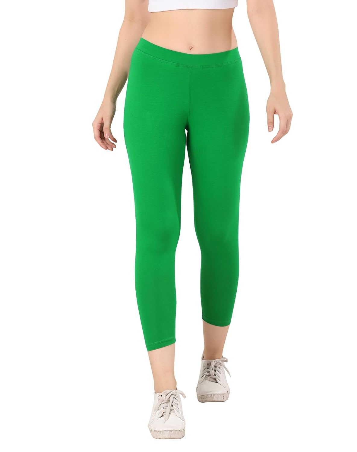 TRASA Women's Mid-Rise Cropped Cotton Leggings - Image 118