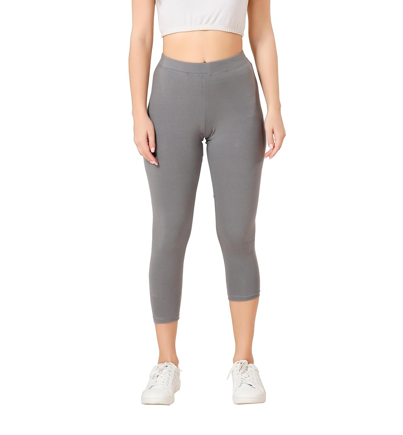 TRASA Women's Mid-Rise Cropped Cotton Leggings - Image 126