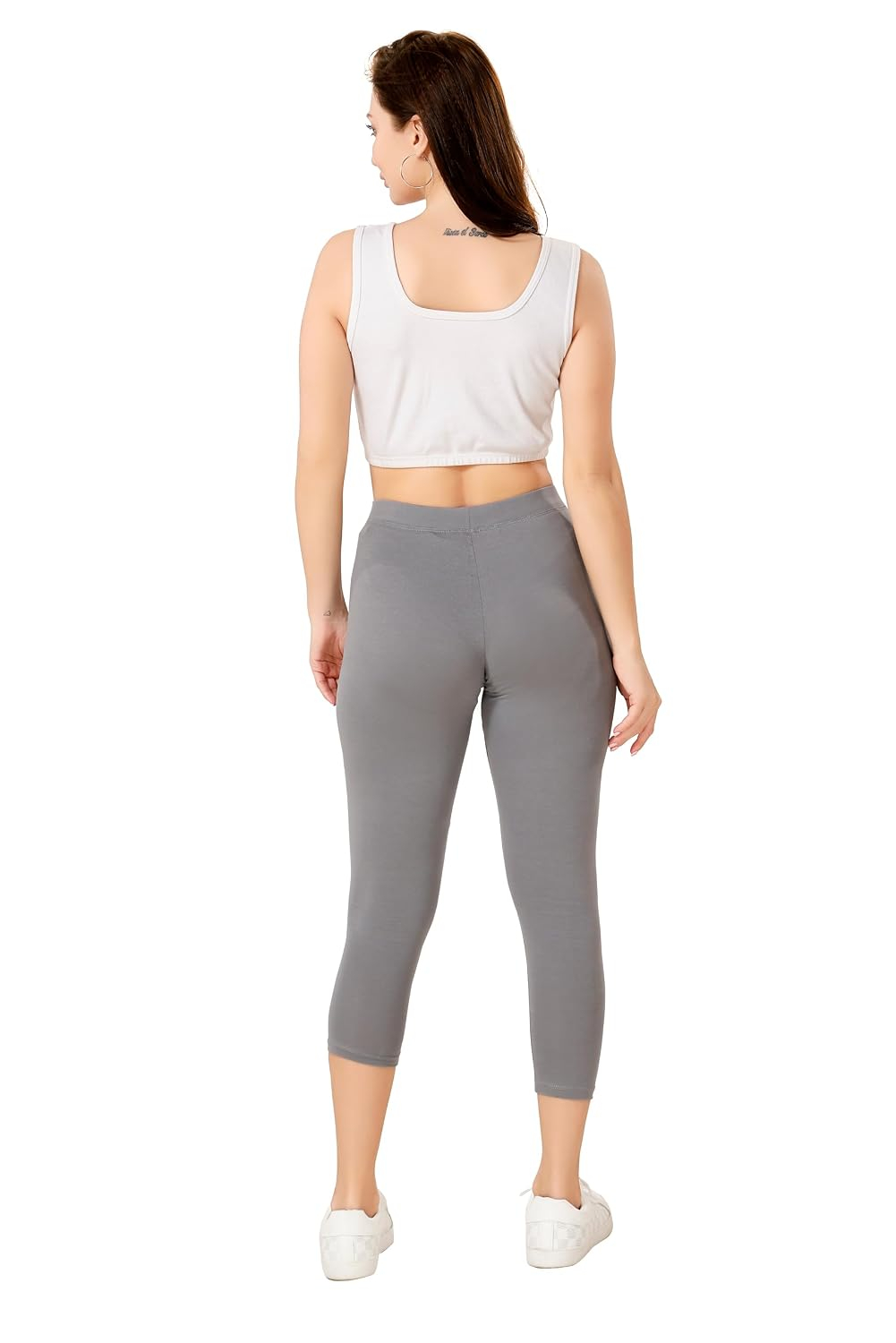 TRASA Women's Mid-Rise Cropped Cotton Leggings - Image 129
