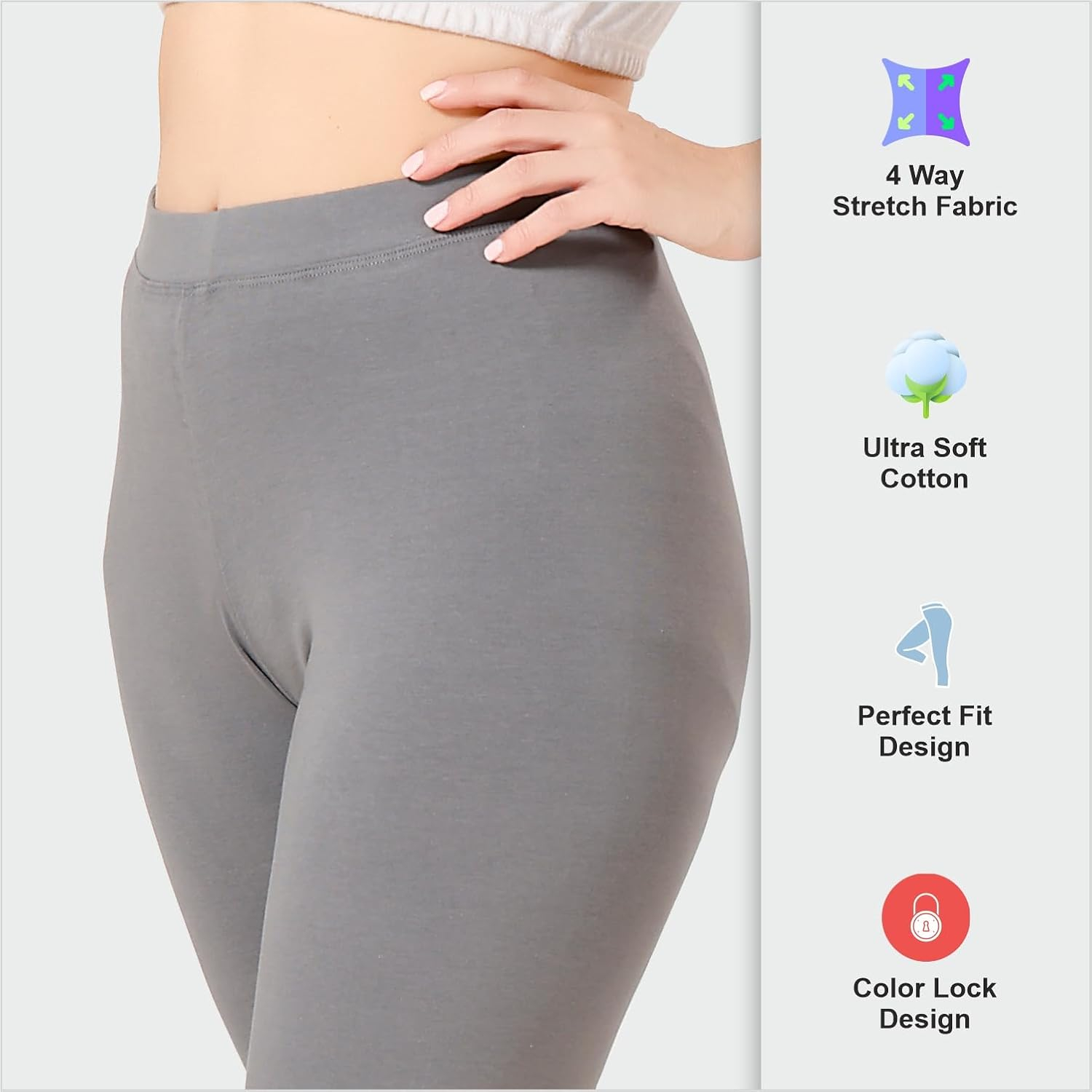 TRASA Women's Mid-Rise Cropped Cotton Leggings - Image 130