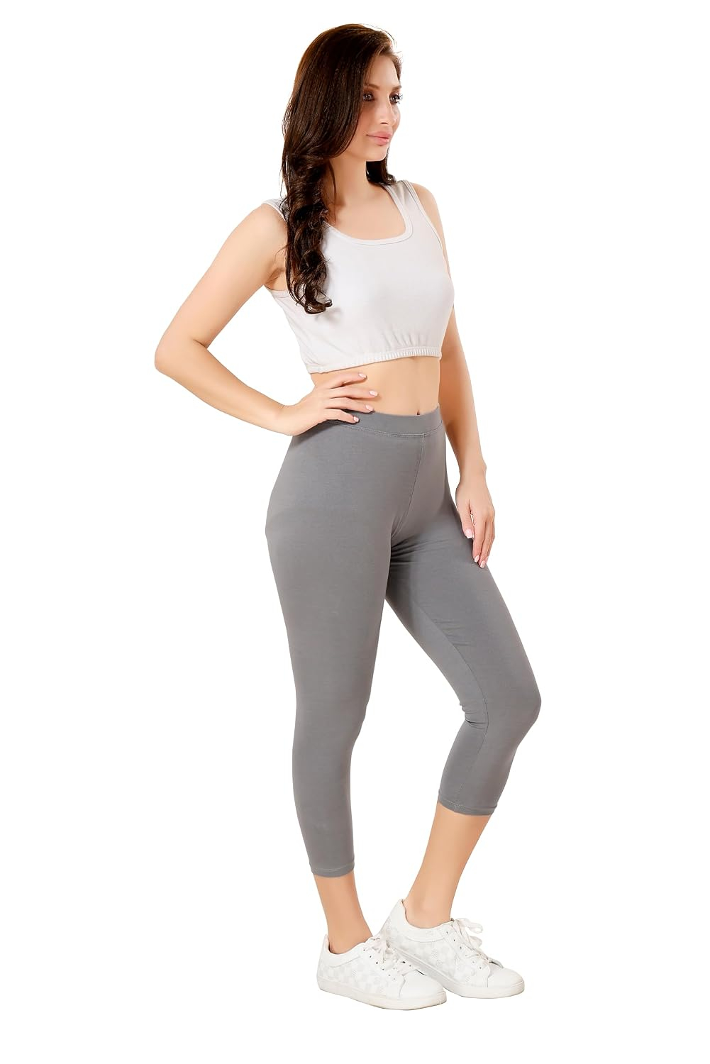 TRASA Women's Mid-Rise Cropped Cotton Leggings - Image 131