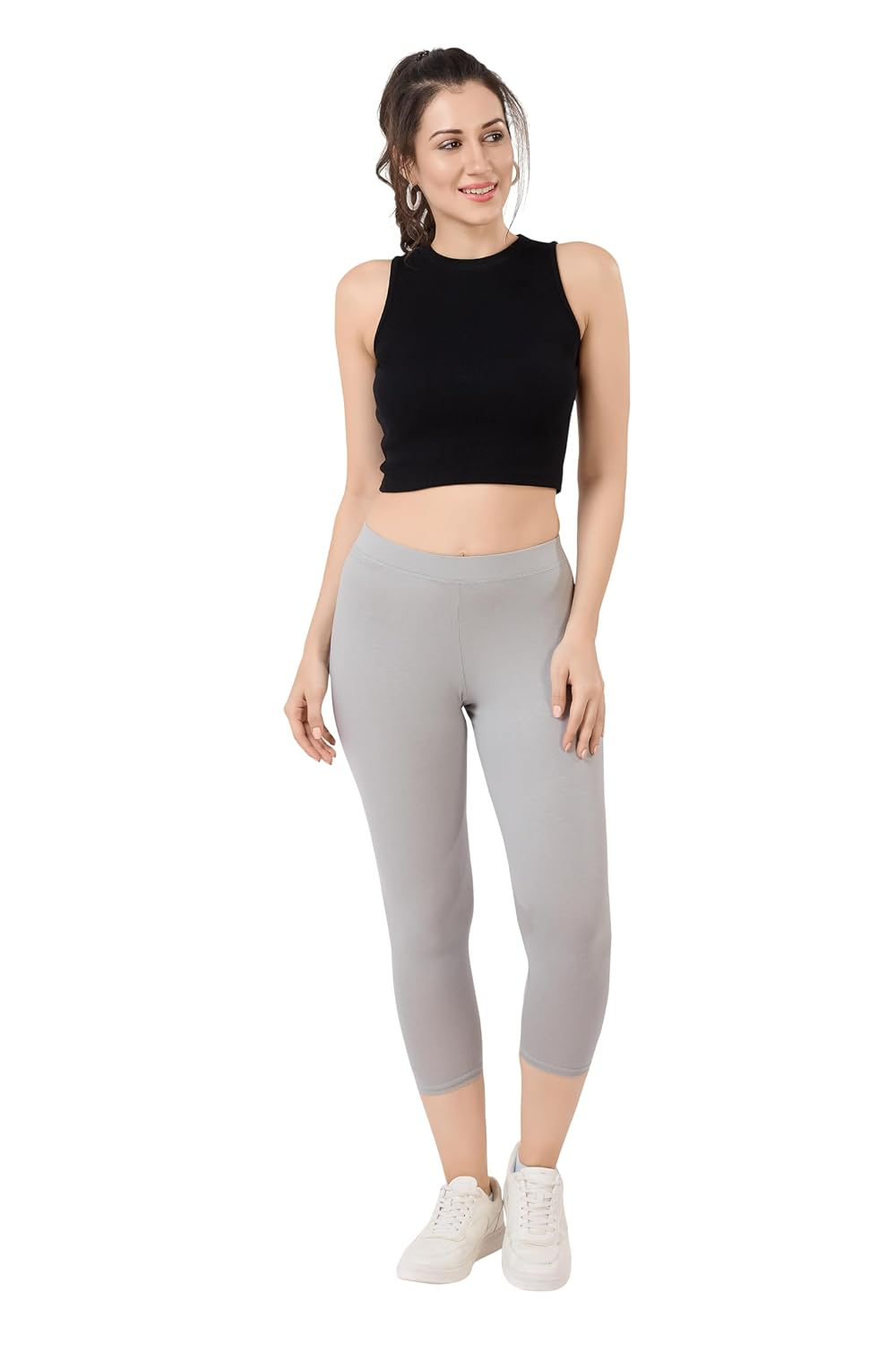 TRASA Women's Mid-Rise Cropped Cotton Leggings - Image 138