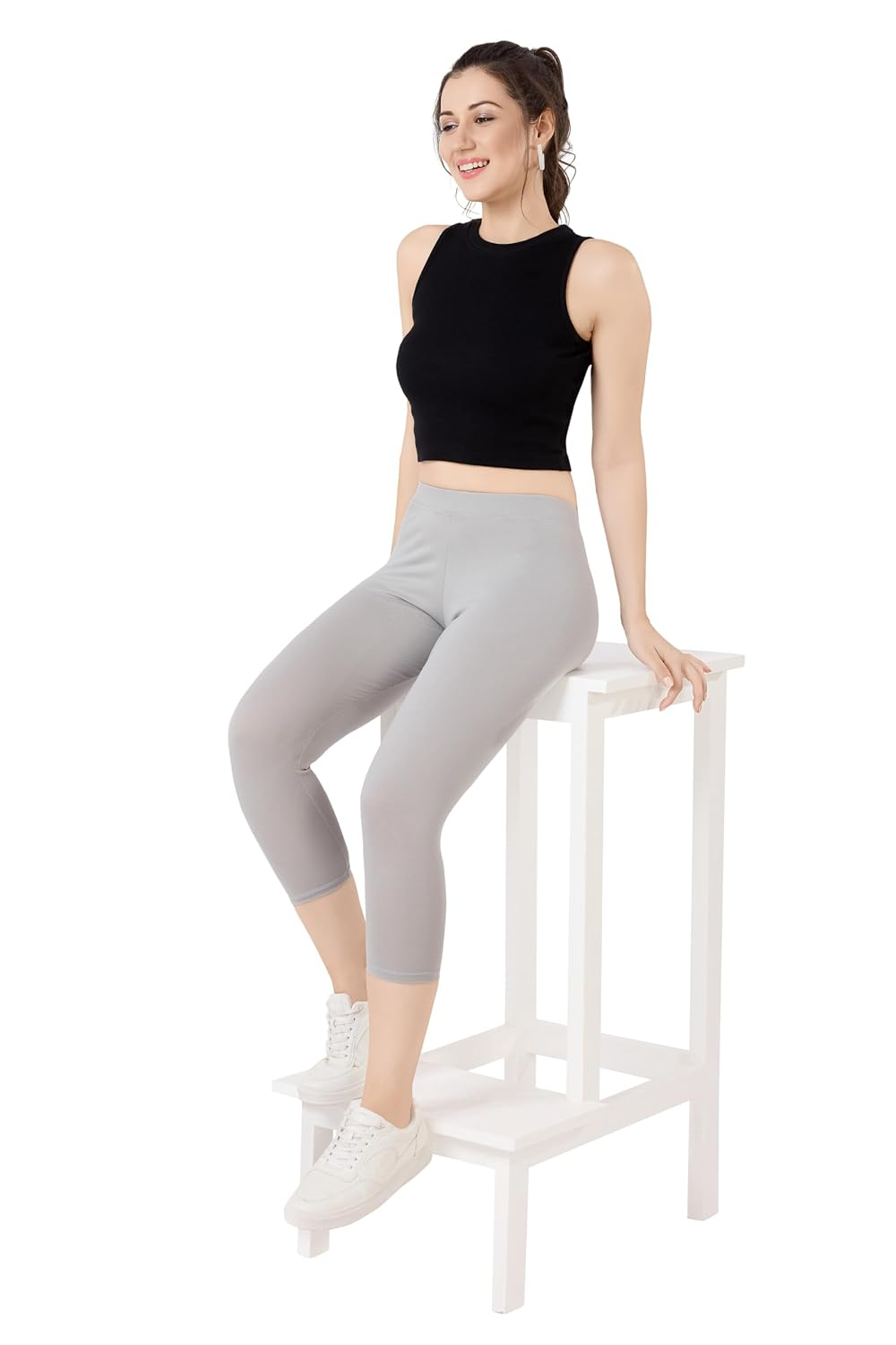 TRASA Women's Mid-Rise Cropped Cotton Leggings - Image 140