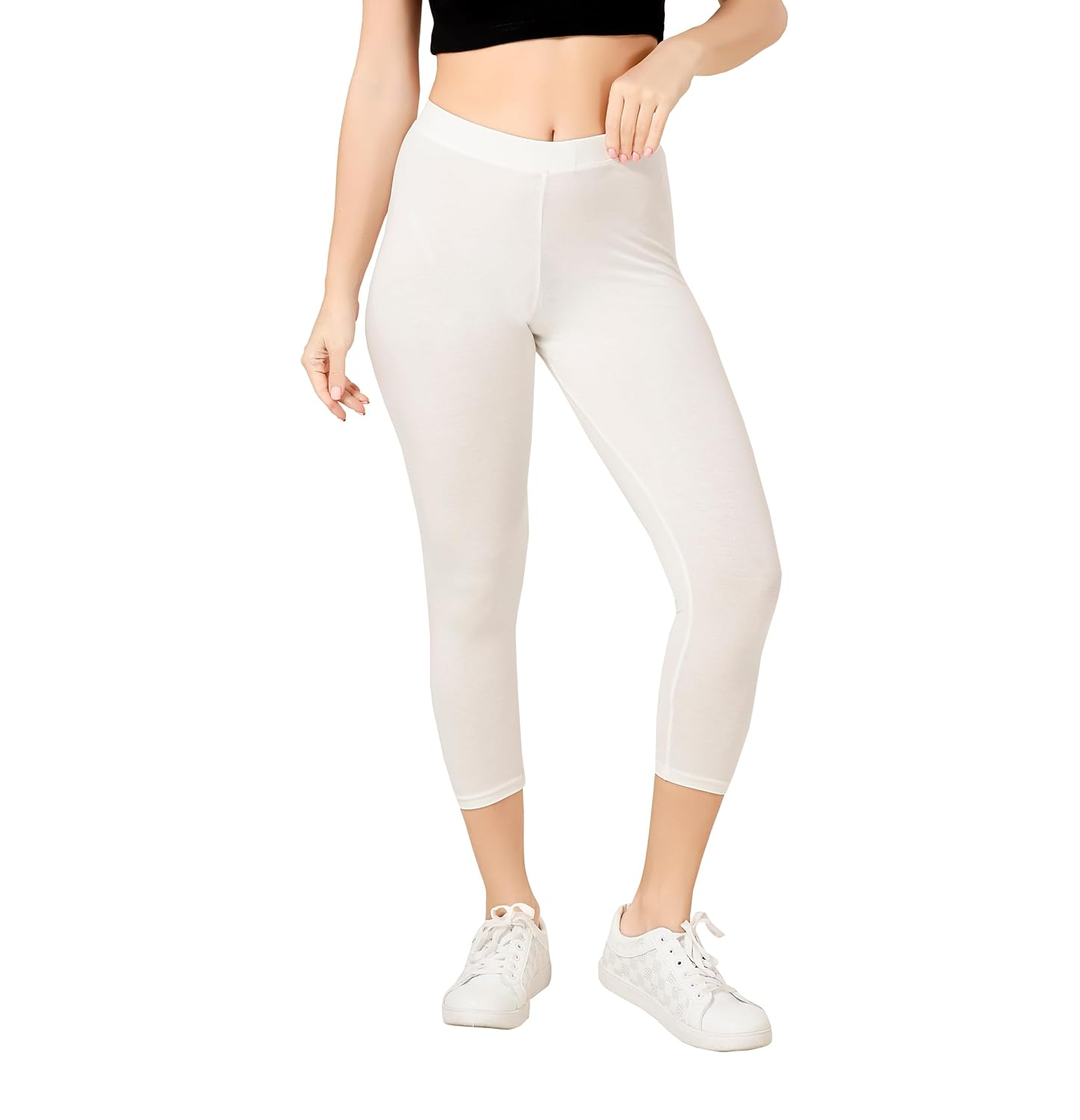 TRASA Women's Mid-Rise Cropped Cotton Leggings - Image 141