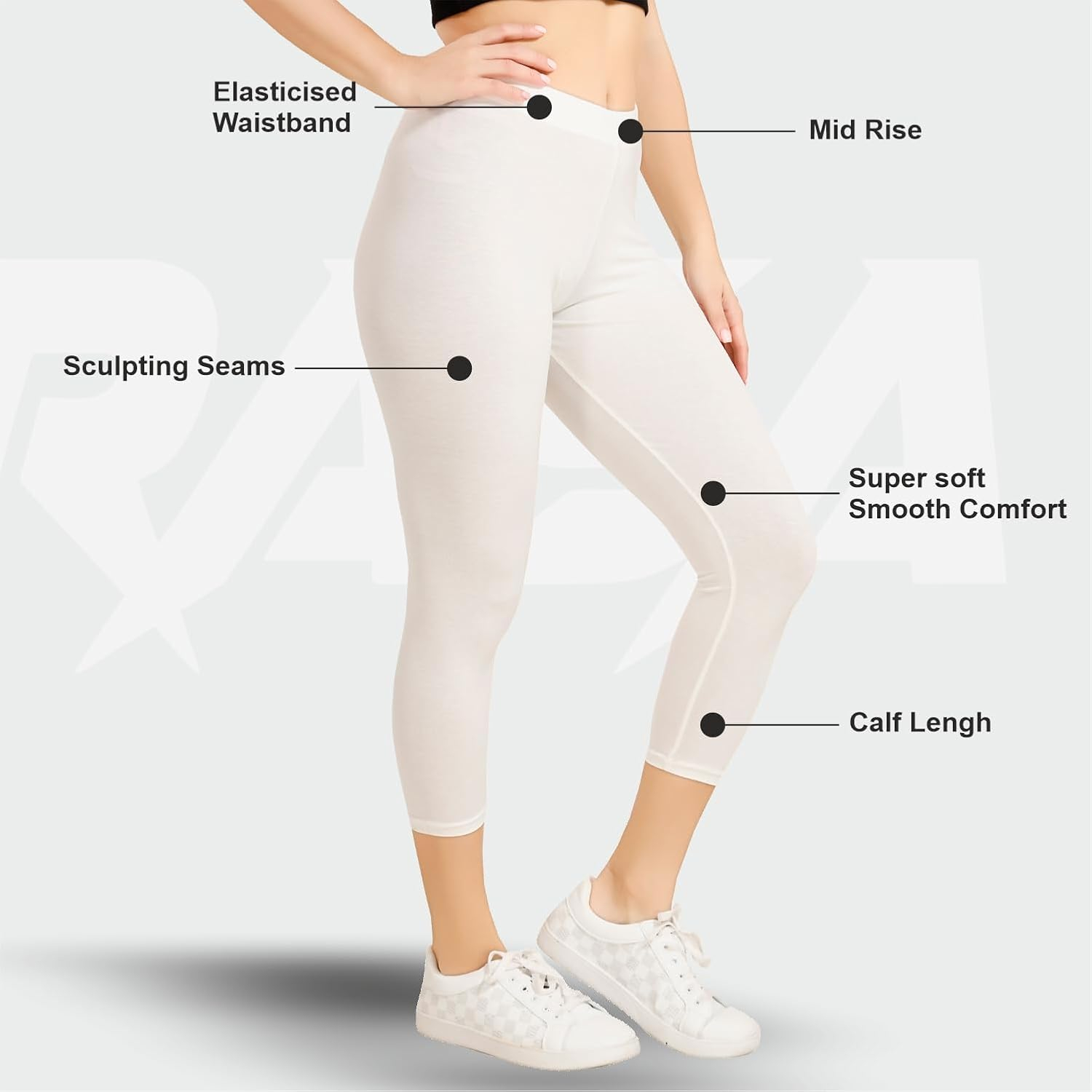 TRASA Women's Mid-Rise Cropped Cotton Leggings - Image 143