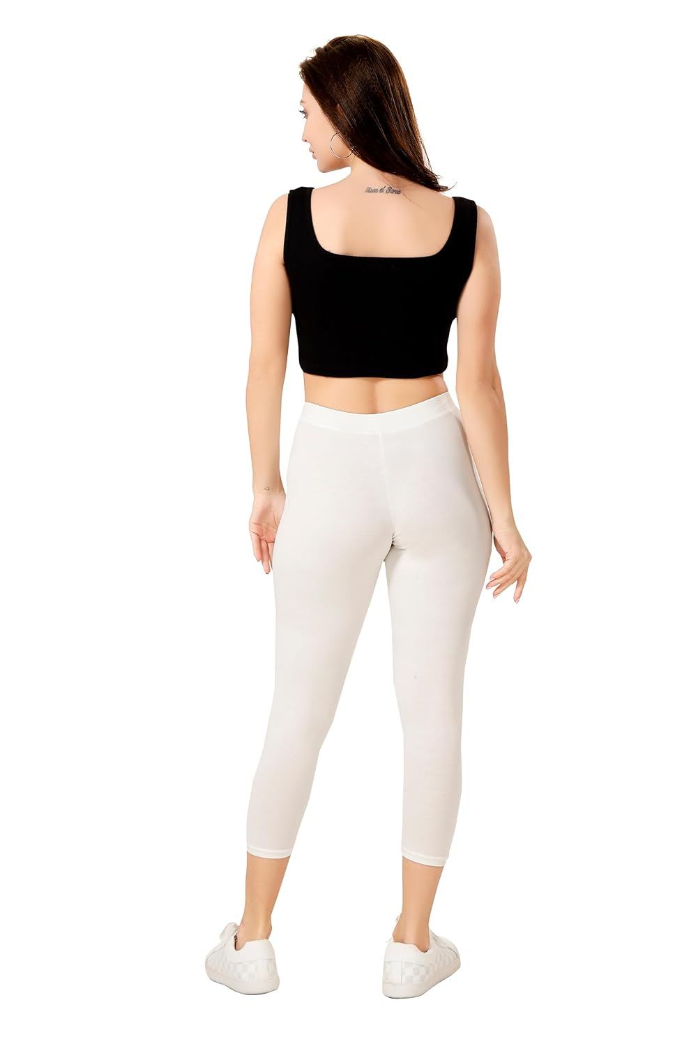 TRASA Women's Mid-Rise Cropped Cotton Leggings - Image 144