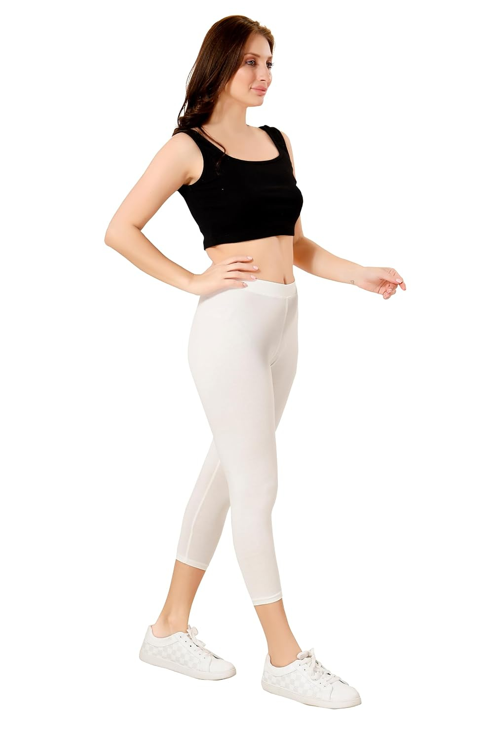 TRASA Women's Mid-Rise Cropped Cotton Leggings - Image 146