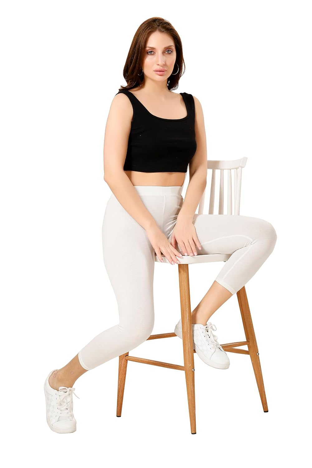 TRASA Women's Mid-Rise Cropped Cotton Leggings - Image 147