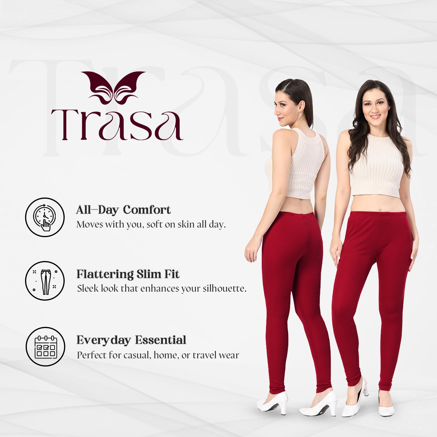 TRASA Women's Classic Cotton Churidar Leggings - Image 26