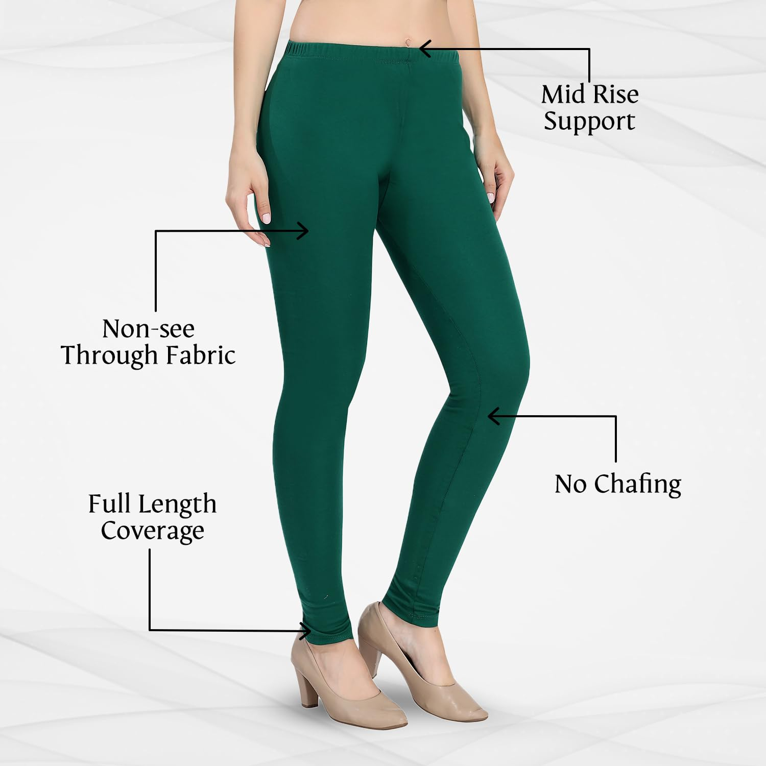 TRASA Women's Classic Cotton Churidar Leggings - Image 34