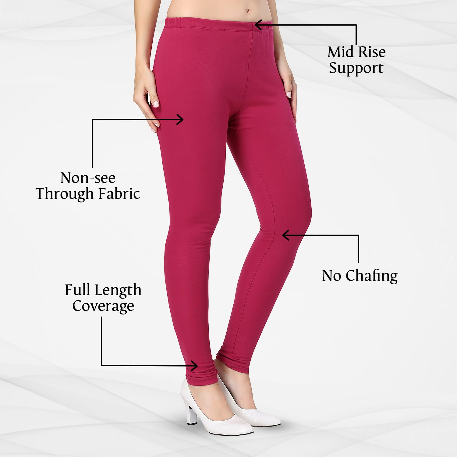 TRASA Women's Classic Cotton Churidar Leggings - Image 42
