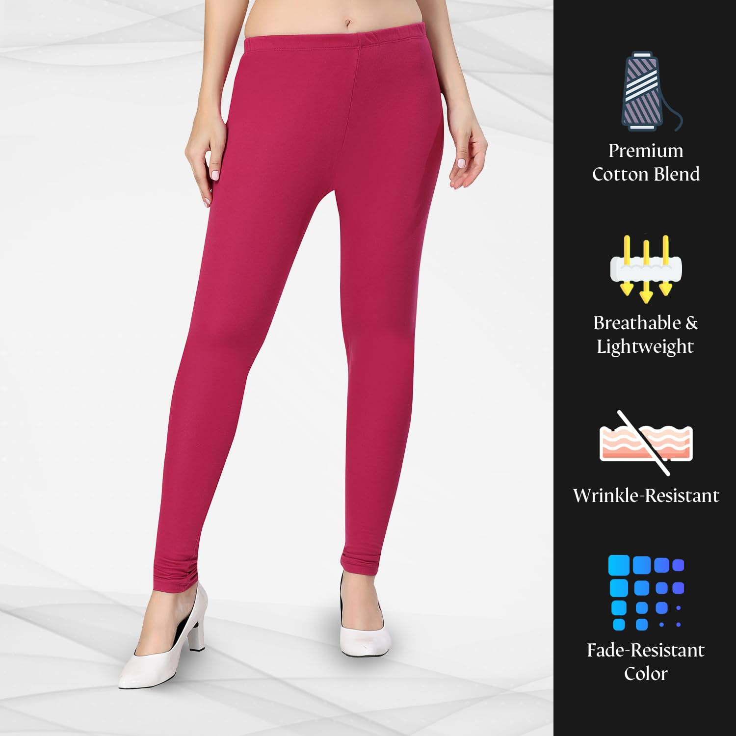 TRASA Women's Classic Cotton Churidar Leggings - Image 43