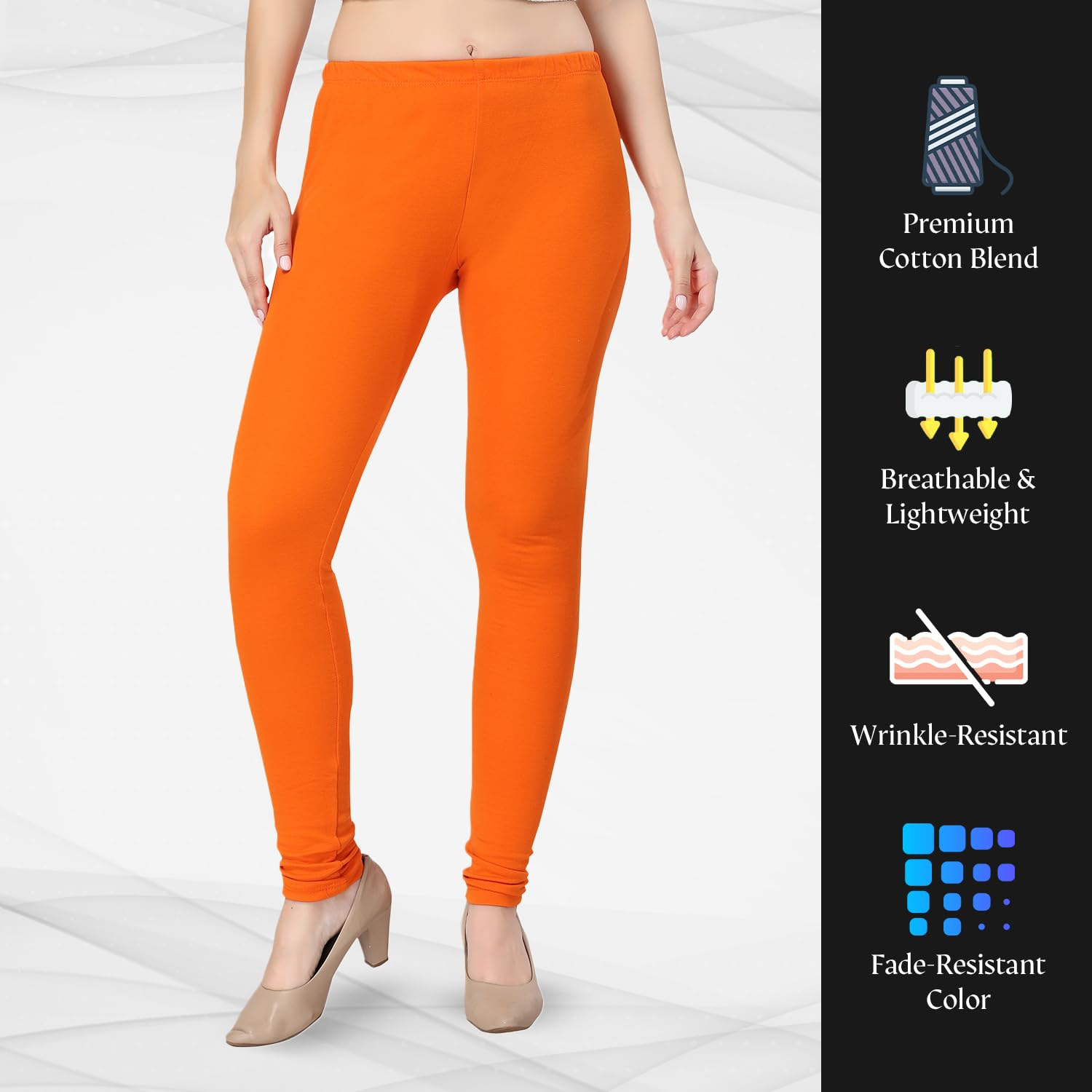 TRASA Women's Classic Cotton Churidar Leggings - Image 75
