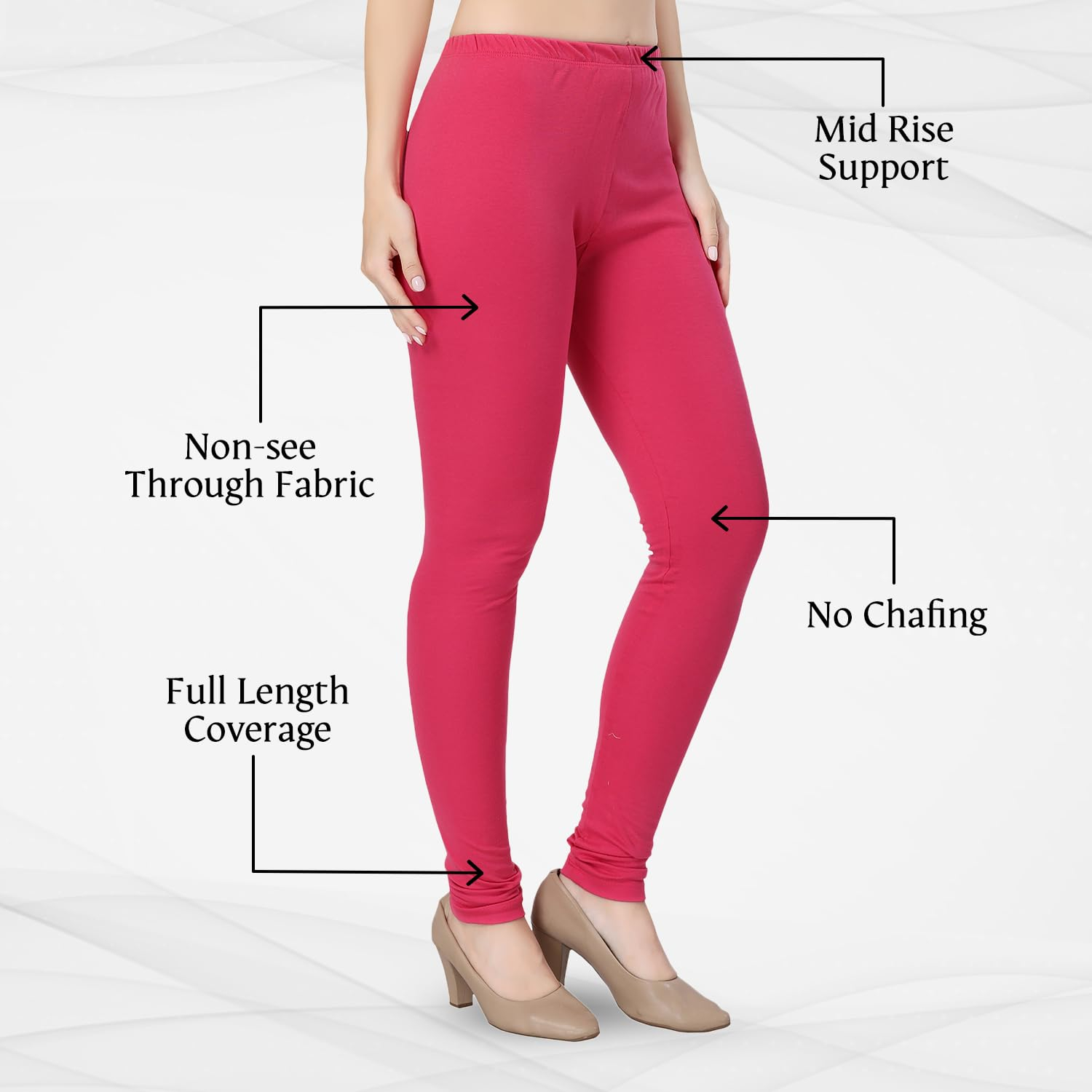 TRASA Women's Classic Cotton Churidar Leggings - Image 90