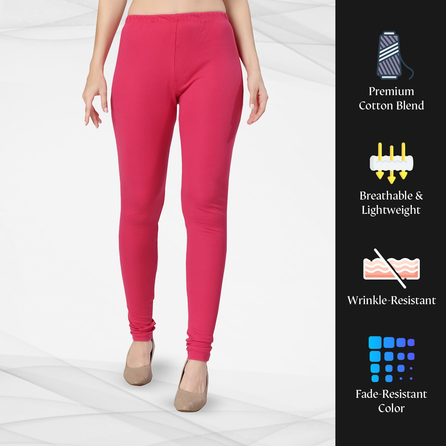 TRASA Women's Classic Cotton Churidar Leggings - Image 91