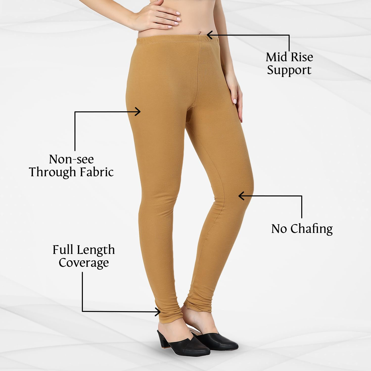 TRASA Women's Classic Cotton Churidar Leggings - Image 98