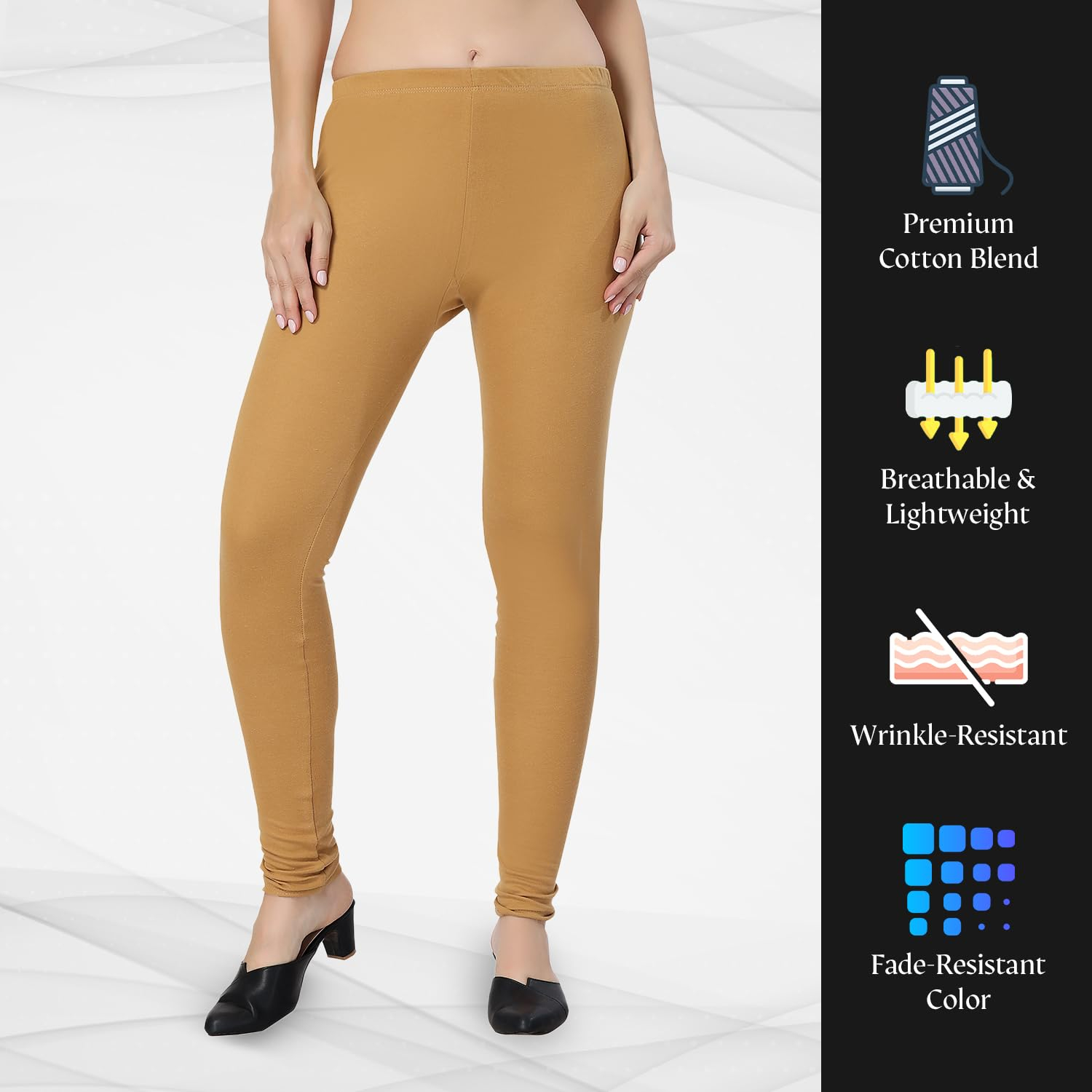 TRASA Women's Classic Cotton Churidar Leggings - Image 99