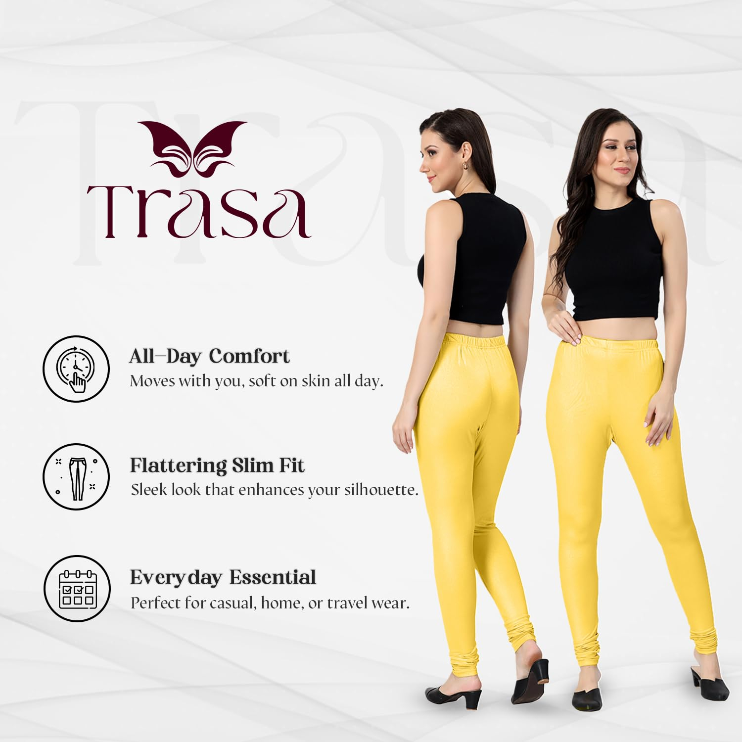 TRASA Women's Classic Cotton Churidar Leggings - Image 104