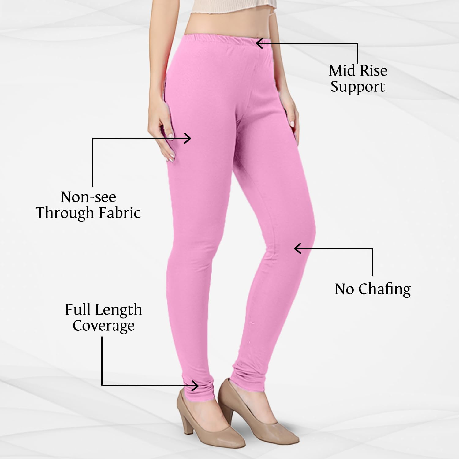 TRASA Women's Classic Cotton Churidar Leggings - Image 121