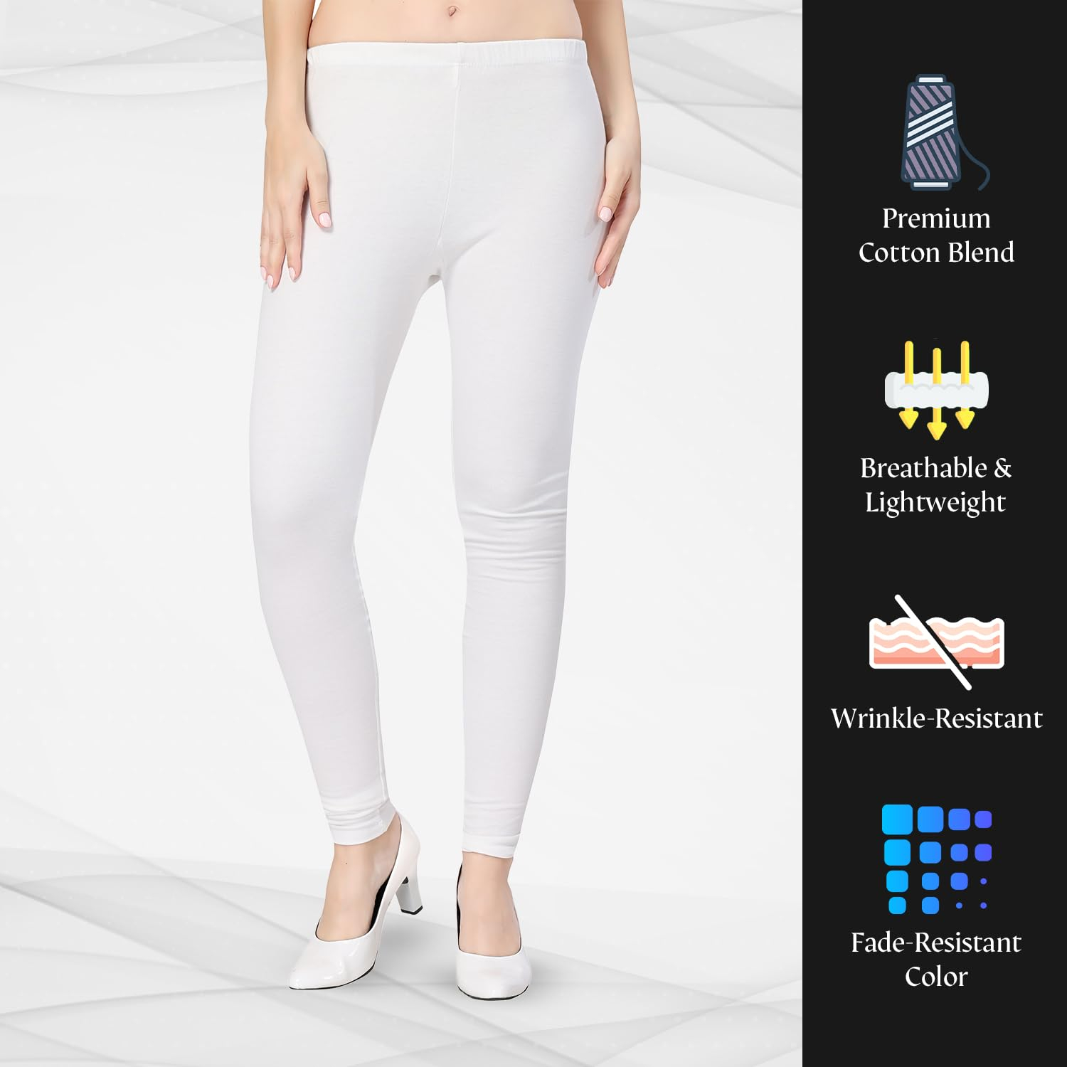 TRASA Women's Classic Cotton Churidar Leggings - Image 128