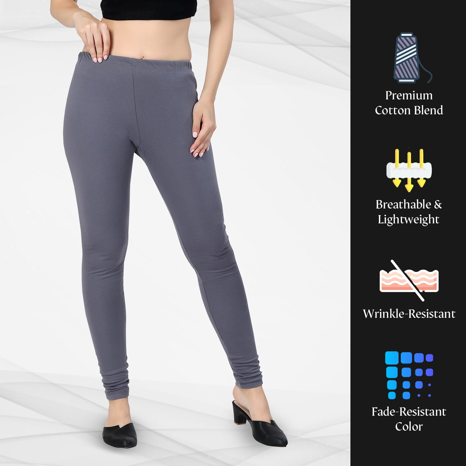 TRASA Women's Classic Cotton Churidar Leggings - Image 143