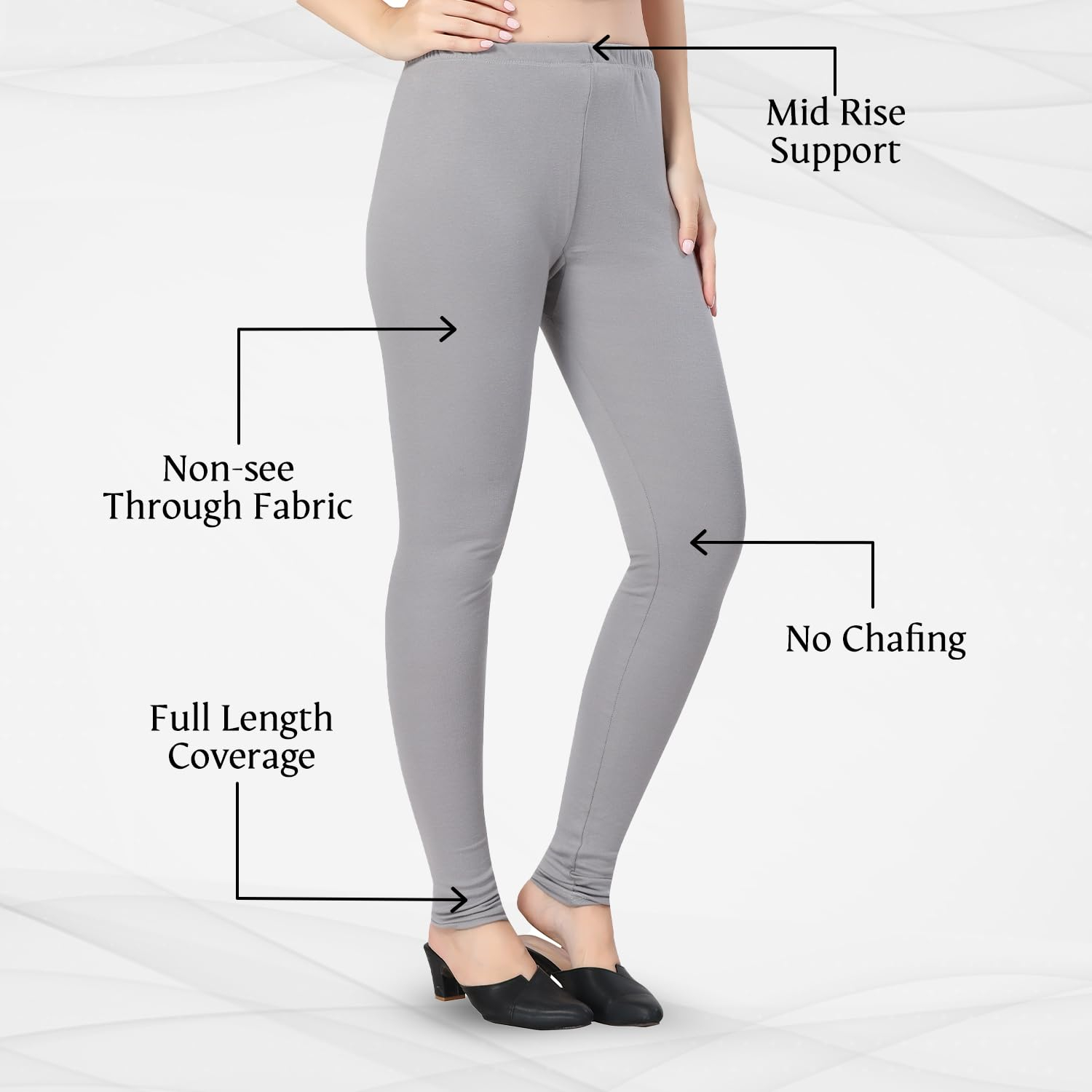 TRASA Women's Classic Cotton Churidar Leggings - Image 150