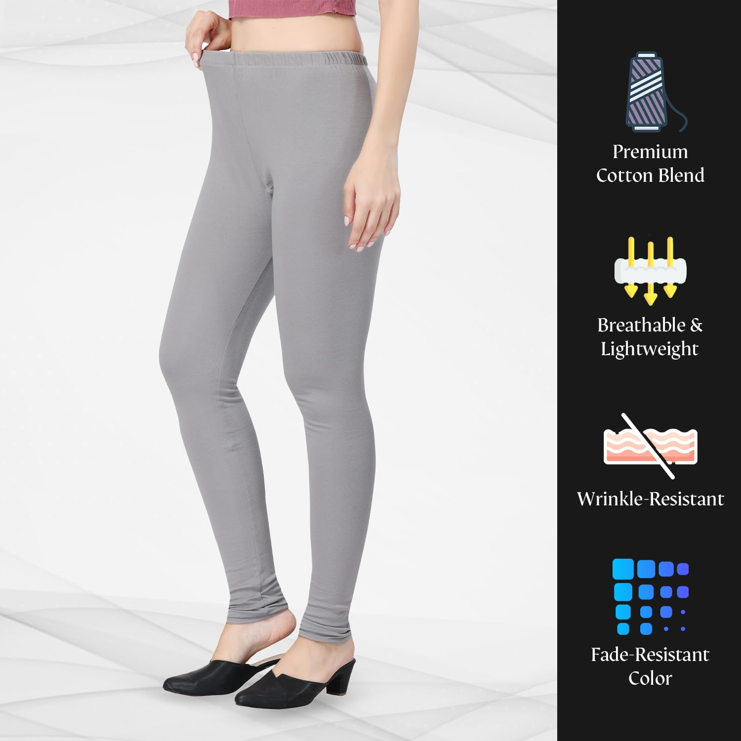 TRASA Women's Classic Cotton Churidar Leggings - Image 151