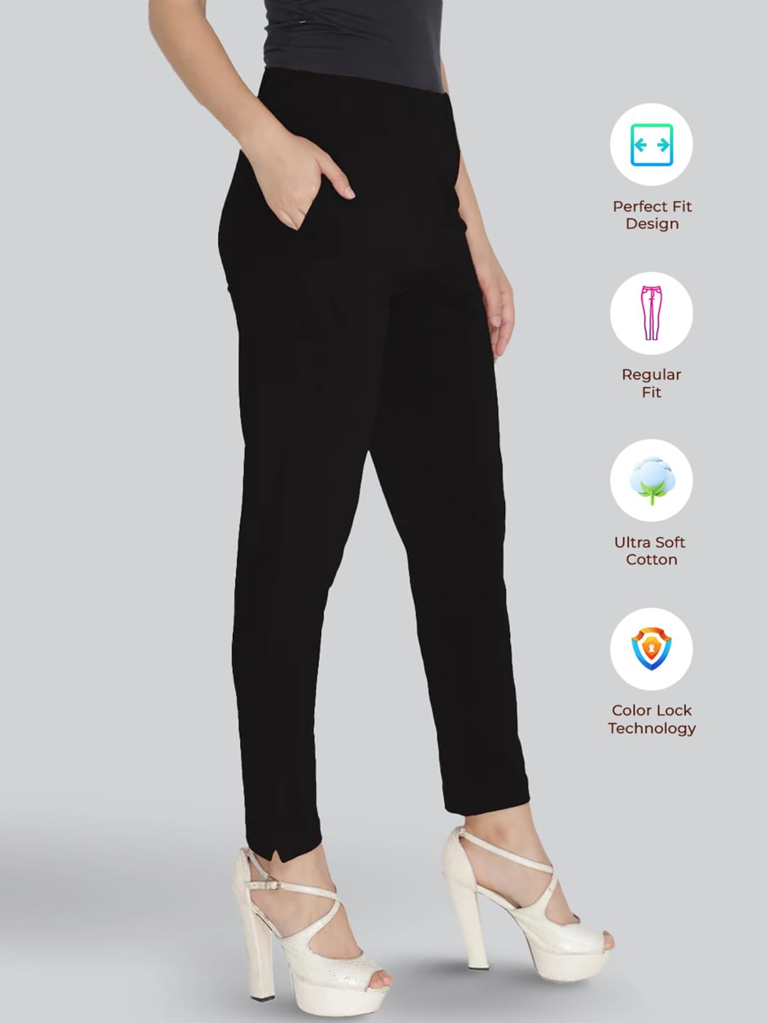 Lyra Women's Regular-Fit Cotton-Spandex Pants - Image 73