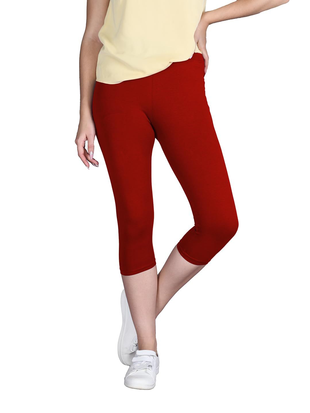 Lyra Women's High-Rise Cotton Capri Leggings - Image 118
