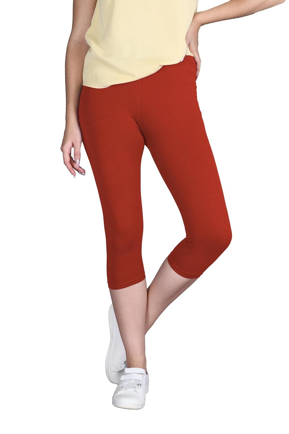 Lyra Women's High-Rise Cotton Capri Leggings - Image 129
