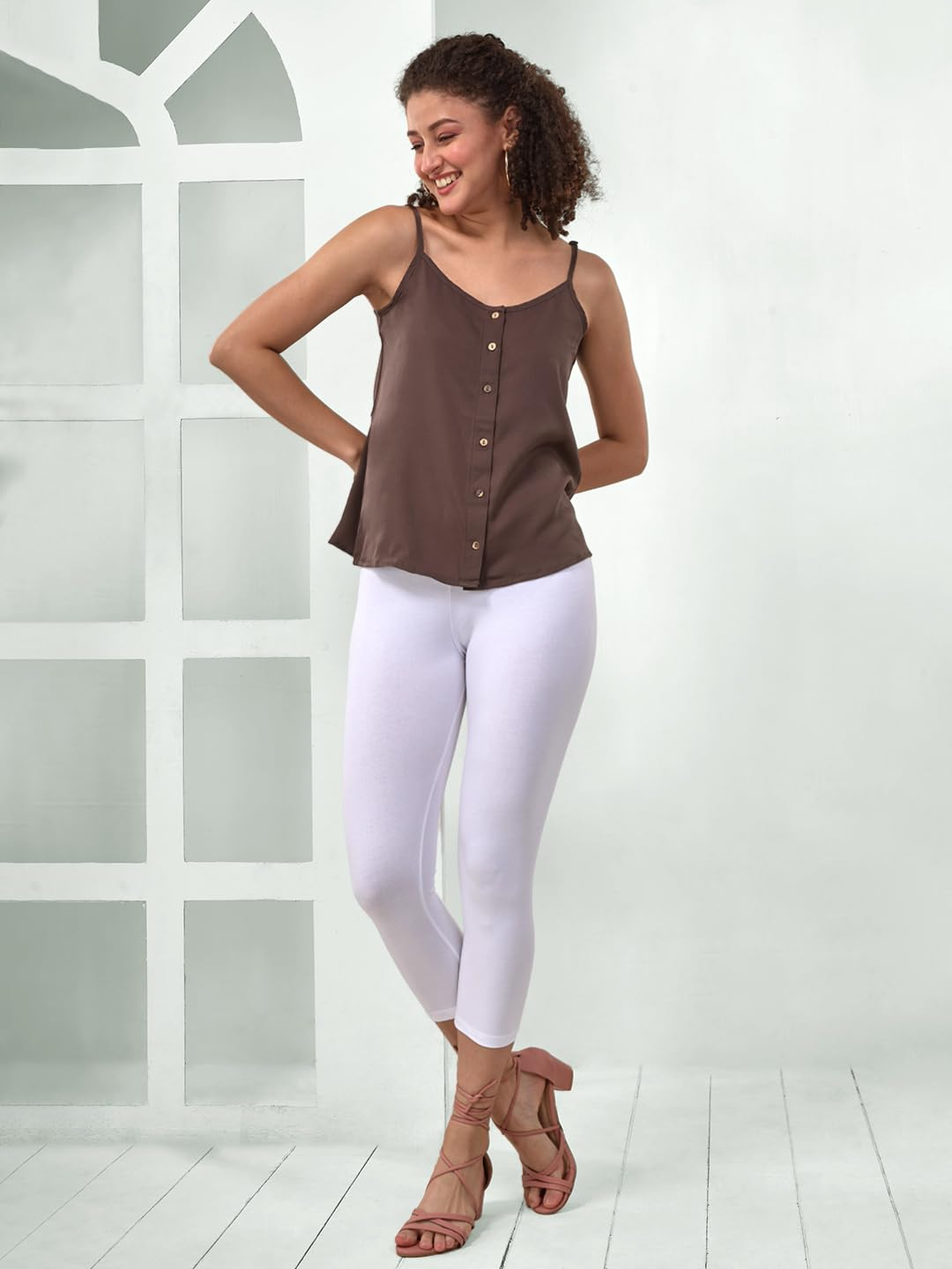 Lyra Women's High-Rise Cotton Capri Leggings - Image 150