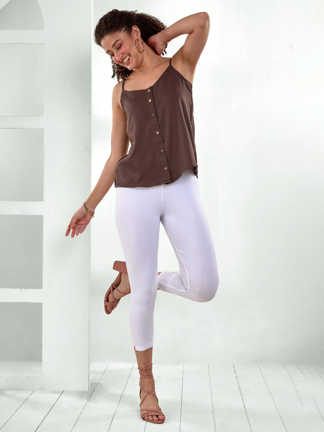 Lyra Women's High-Rise Cotton Capri Leggings - Image 152