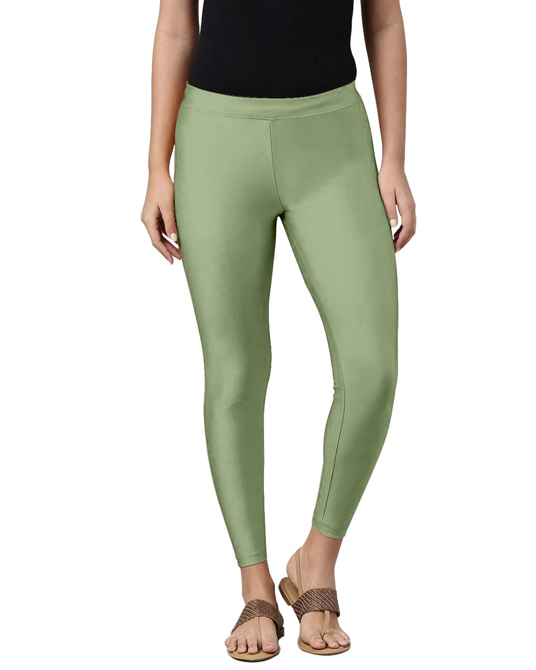 Mehrang Women's Slim-Fit Ankle-Length Shimmer Leggings