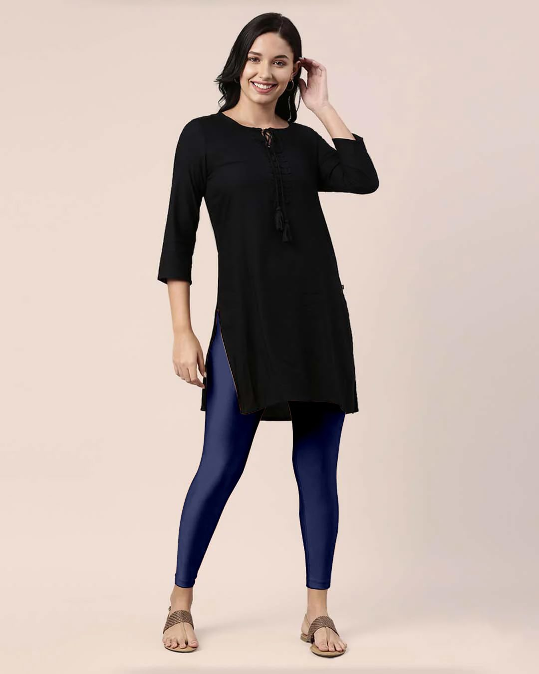 Mehrang Women's Slim-Fit Ankle-Length Shimmer Leggings - Image 35