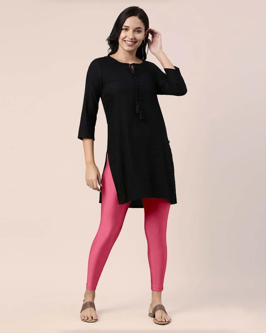 Mehrang Women's Slim-Fit Ankle-Length Shimmer Leggings - Image 49