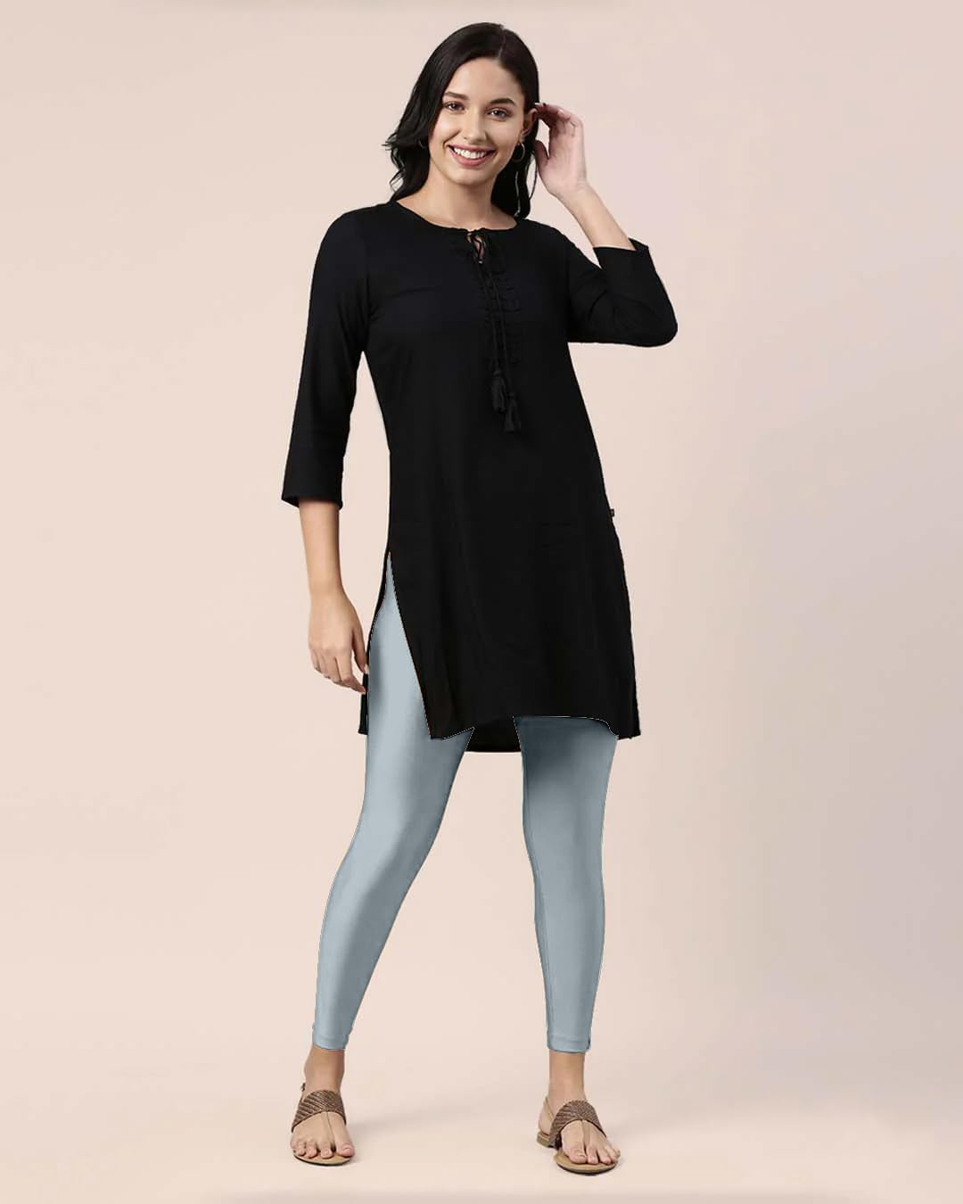 Mehrang Women's Slim-Fit Ankle-Length Shimmer Leggings - Image 91