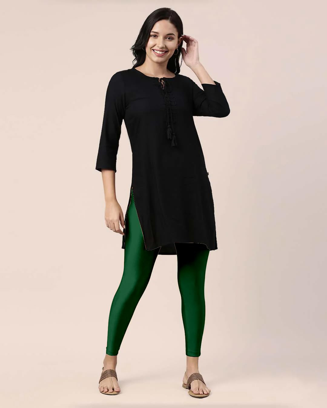 Mehrang Women's Slim-Fit Ankle-Length Shimmer Leggings - Image 105
