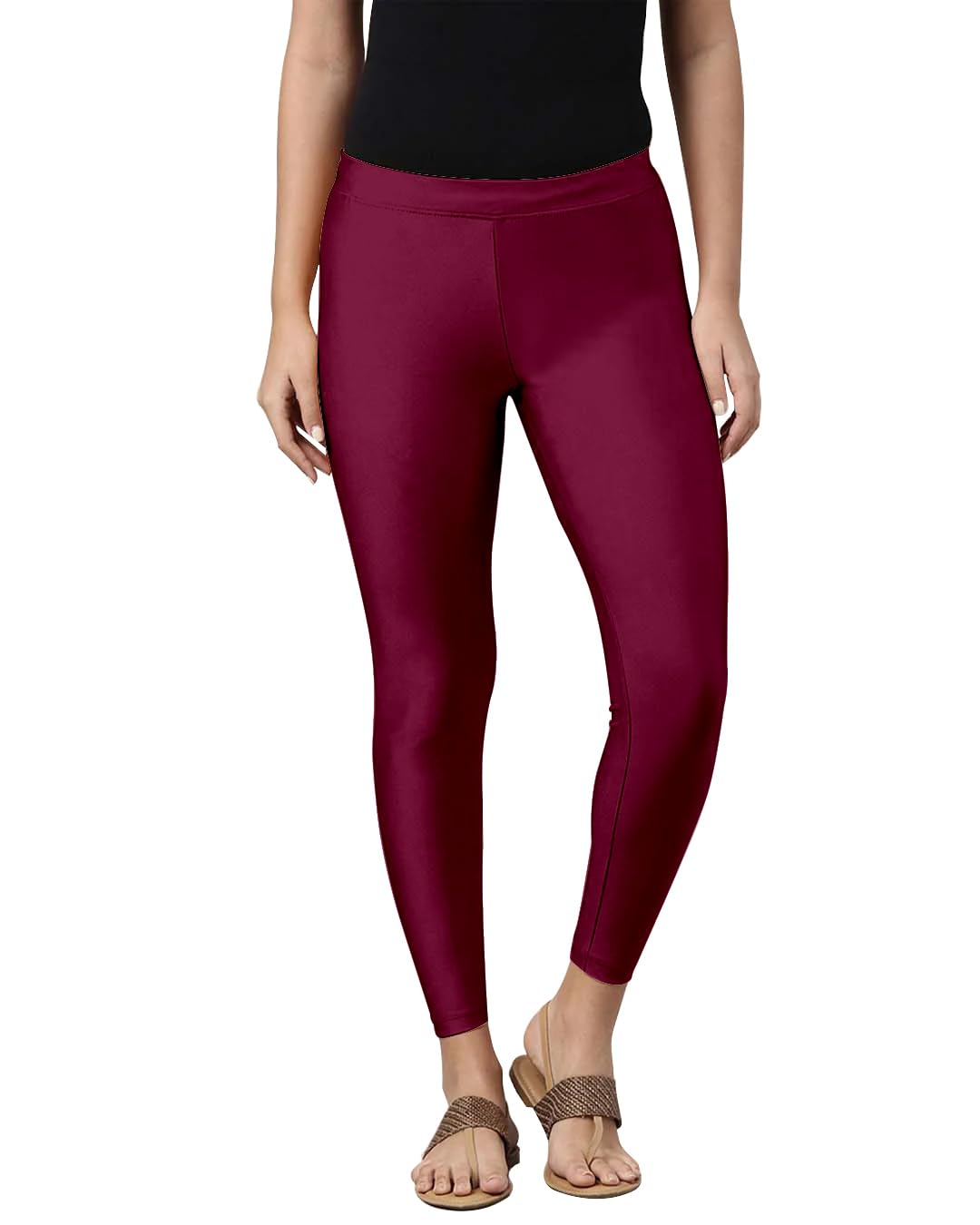 Mehrang Women's Slim-Fit Ankle-Length Shimmer Leggings - Image 127